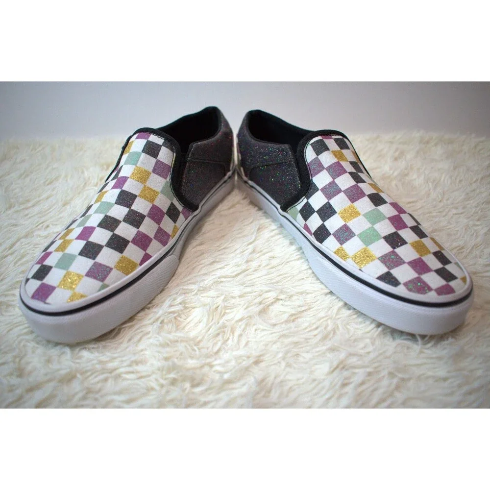 Vans Glitter Checkerboard Slip-On (Special Edition) (VVN0A4UHZ3V6) Women's Sz 9